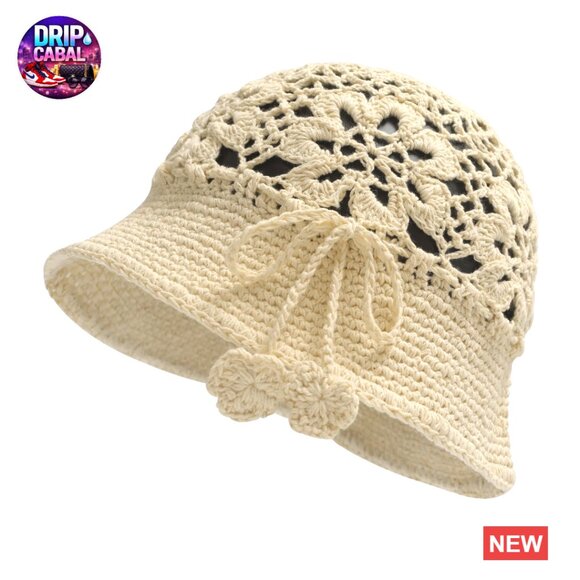 Handmade Crochet Knit Cotton Bucket Hat Floral Summer main image 4